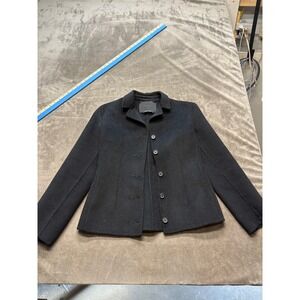 Prada Black Wool Blend Button Front Jacket Blazer Women"s Size 40‎ Made in Italy